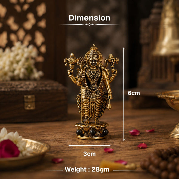 Gold Plated Lord Vishnu Idol for Car Dashboard