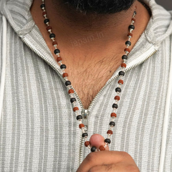 Silver Plated Divya Rudraksha Karungali Mala