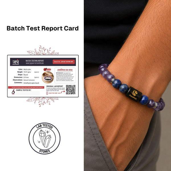 Amethyst & Lapis Lazuli Zodiac Band for Aquarius (कुंभ राशि)