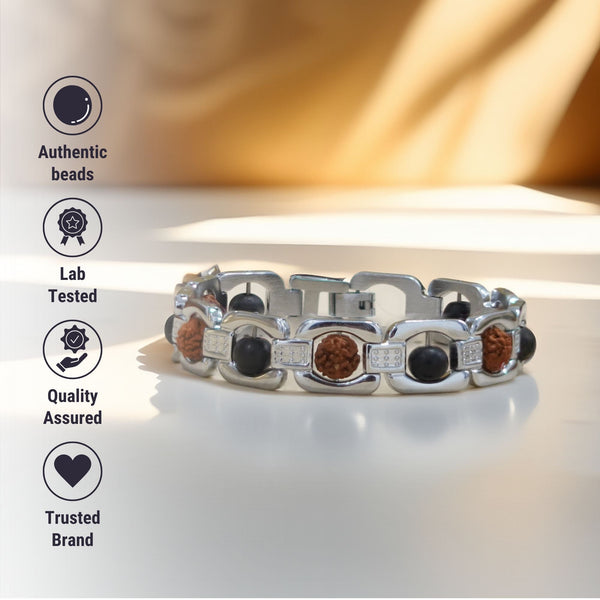 Silver Plated Essential Rudraksha Karungali Bracelet