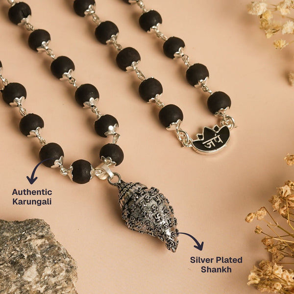 Silver Plated Shankh Karungali Mala
