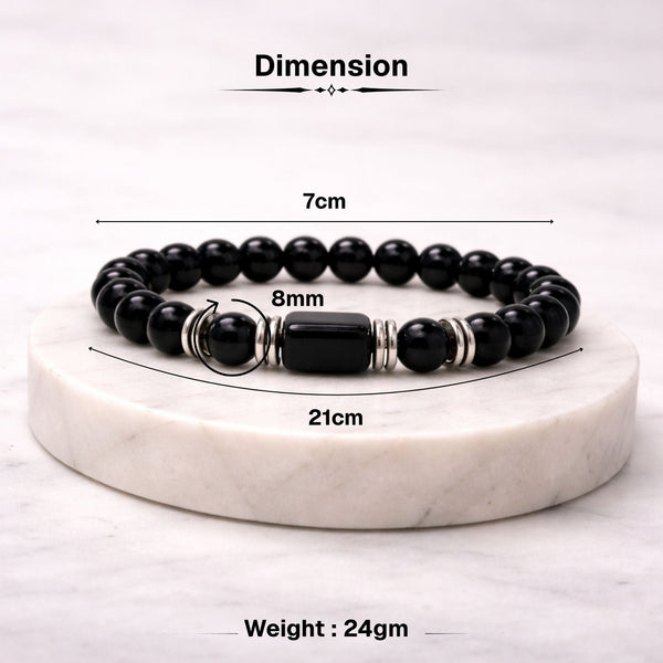 Black Onyx Zodiac Band – Aquarius (कुंभ राशि)