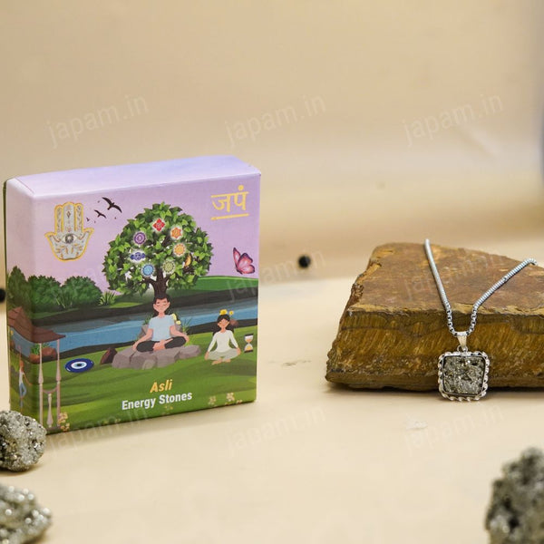 Silver Plated Raw Pyrite Stone Pendant