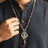 Silver Plated Rudraksha & Karungali Mala with Trishul Pendant
