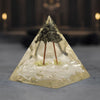 Wealth Amplifier Pyramid with Pyrite & Selenite Stones for Vaastu