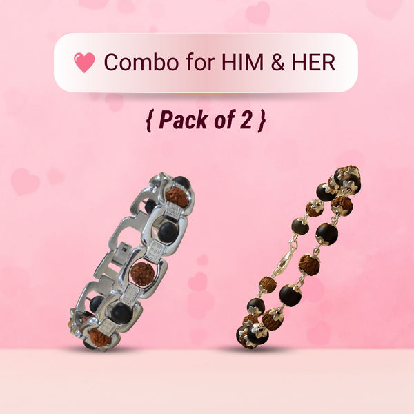 Silver Plated Rudraksha Karungali Bracelet for Him & Her