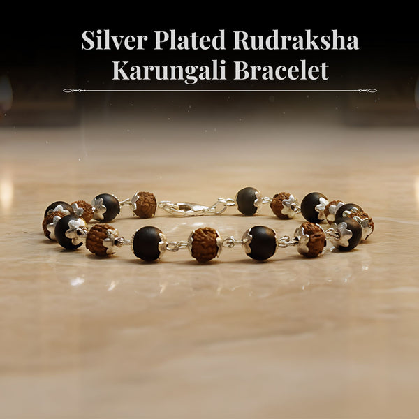 Silver Plated Rudraksha Karungali Bracelet