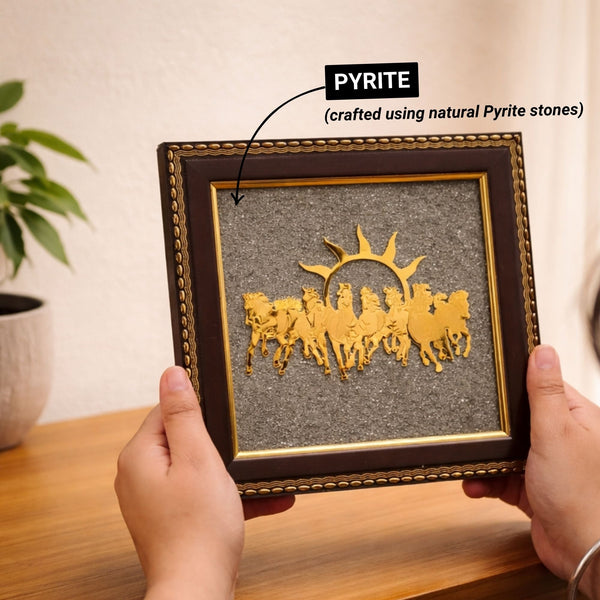 7 Horses Pyrite Frame for Vaastu