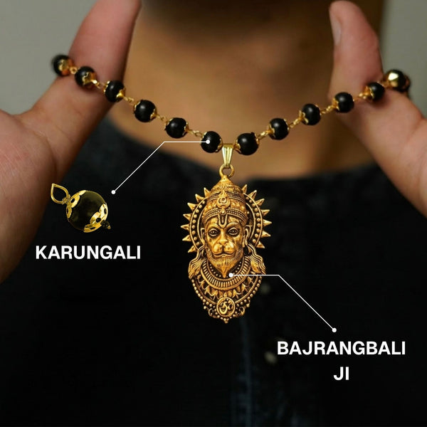 Gold Plated Bajrangbali Karungali Necklace