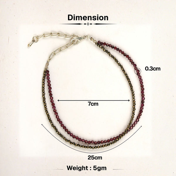Love & Abundance Anklet with Pyrite and Garnet Stones