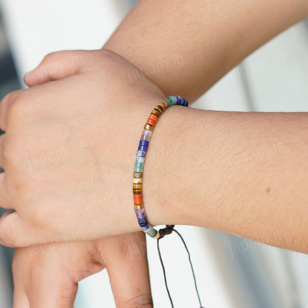 Minimal 7 Chakra Tie Up Bracelet
