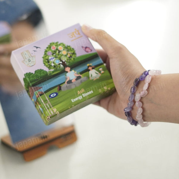 Dreamy Duo Combo with Rose Quartz & Amethyst Tumble Bands