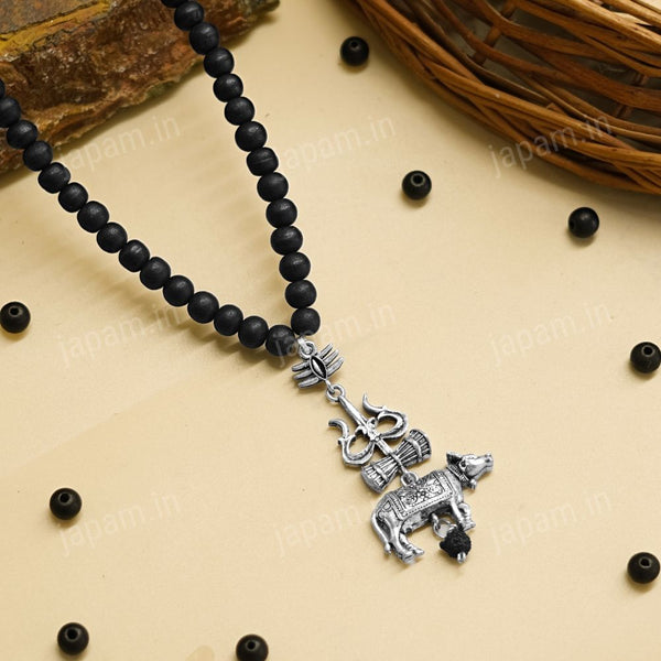 Karungali Mala with Trishool Nandi Pendant
