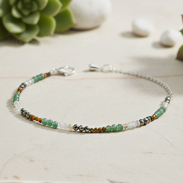 Money Magnet Anklet with Pyrite, Tiger Eye, Citrine & Aventurine Beads