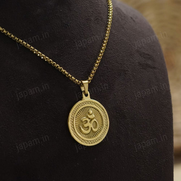 Gold Plated Om Necklace & Bracelet Duo